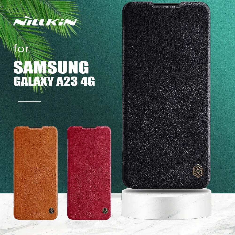 

Для Samsung Galaxy A23 4G чехол Nillkin Qin Роскошный кожаный флип-чехол тонкий чехол с отделением для карт задняя крышка для Samsung Galaxy A23 4G Чехол