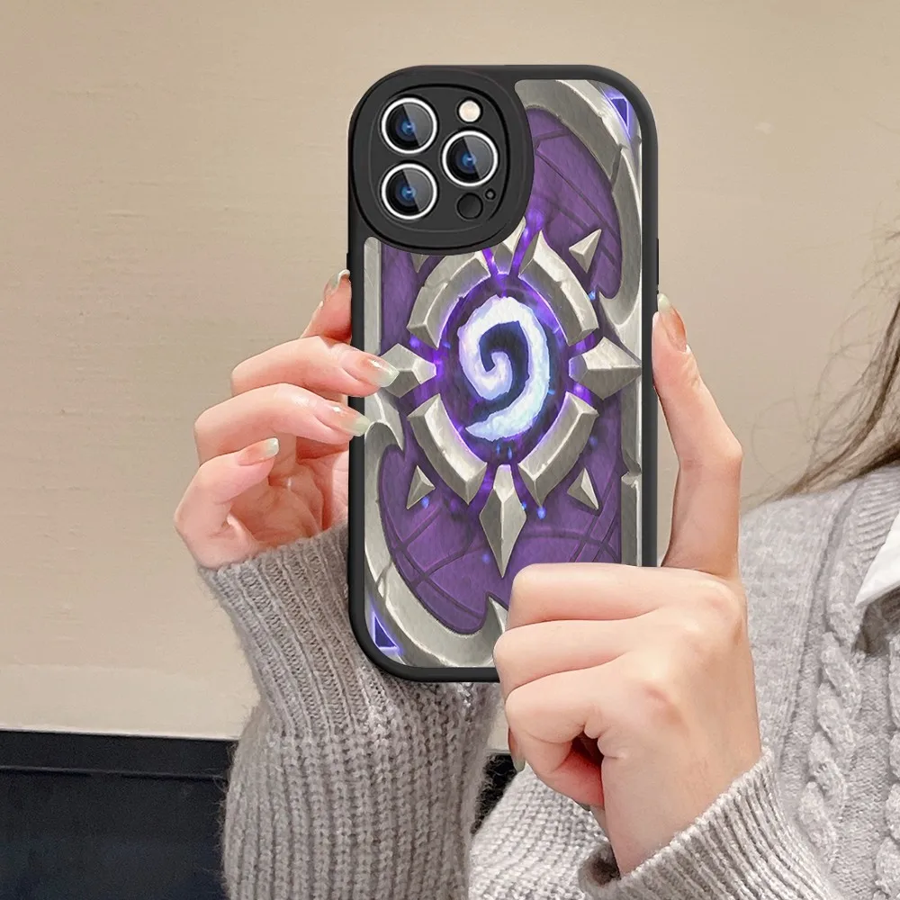 H-Hearthstone Card Backs Phone Case Hard Leather For IPhone 16 15 14 13 12 Mini 11 Pro Max Xs X Xr 7 8 Plus Fundas