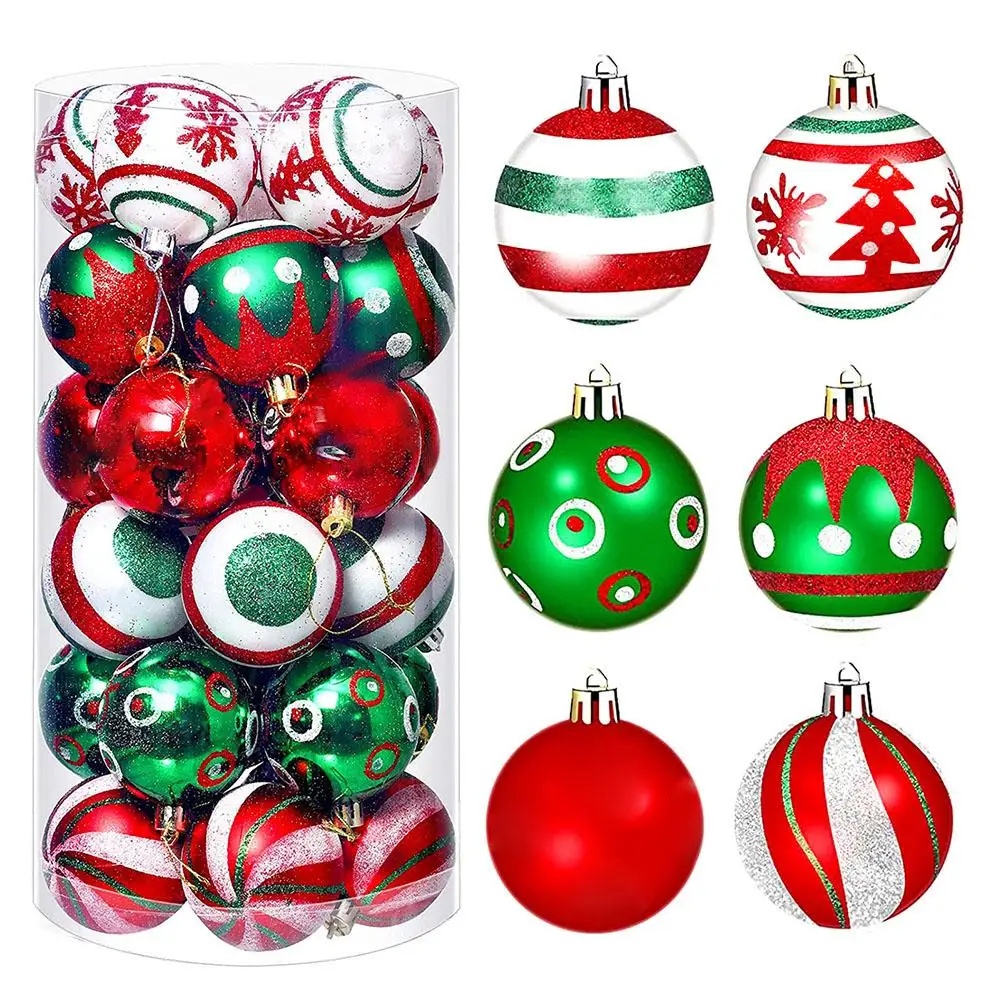 30 шт., рождественские шары Grinch, зеленые, красные рождественские елочные украшения, зеленый окрашенный набор рождественских шаров, Рождественский домашний декор