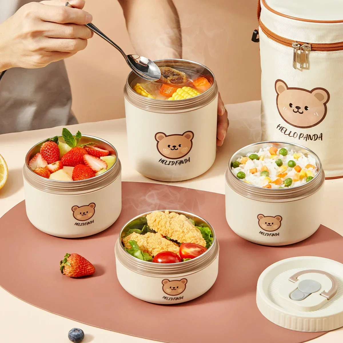 WORTHBUY Fiambrera aislada портативный acero inoxidable 304 контейнер для хранения продуктов ensalada frutas