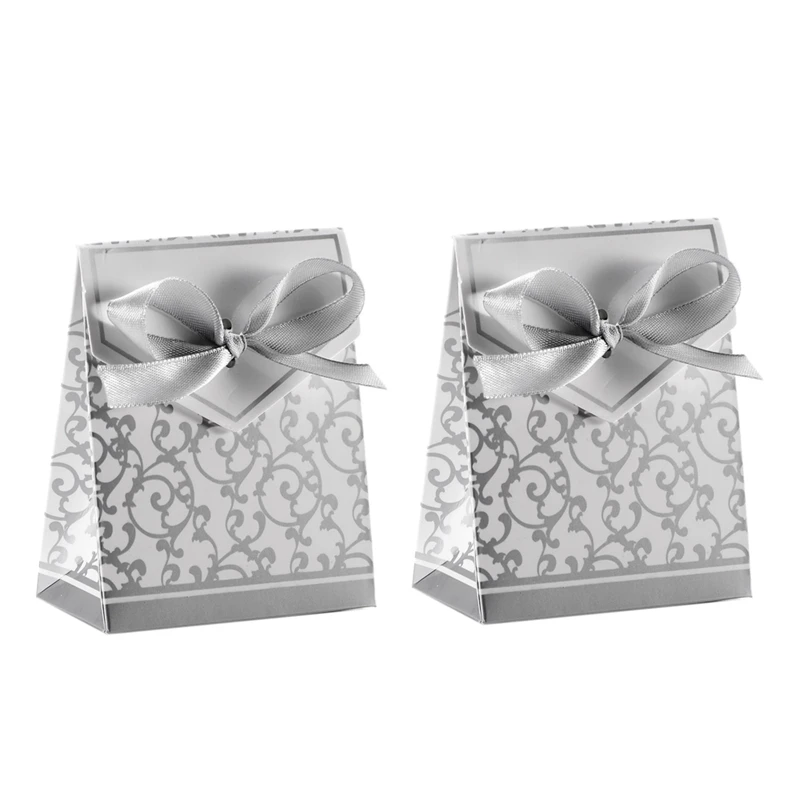 

100X Boite A Dragee Wedding Decoration Accessory Table Baptism Flower Fete Argente