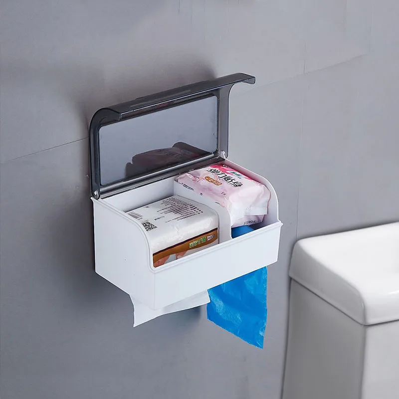 

2021 New Paper Towel Rack Wall-Mounted Waterproof Paper Box Can Be Placed Without A Trace Paper Holder Exquisite High Quality