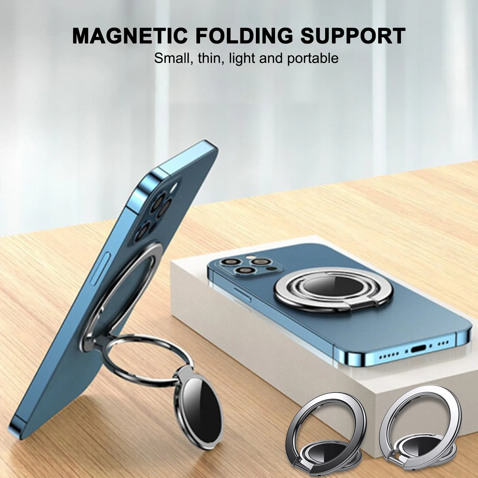 

Retractable Magnetic Phone Ring Holder 360 Degree Rotation 180 Degree Flip Foldable Magnetic Back Grip for Smartphones Tablets