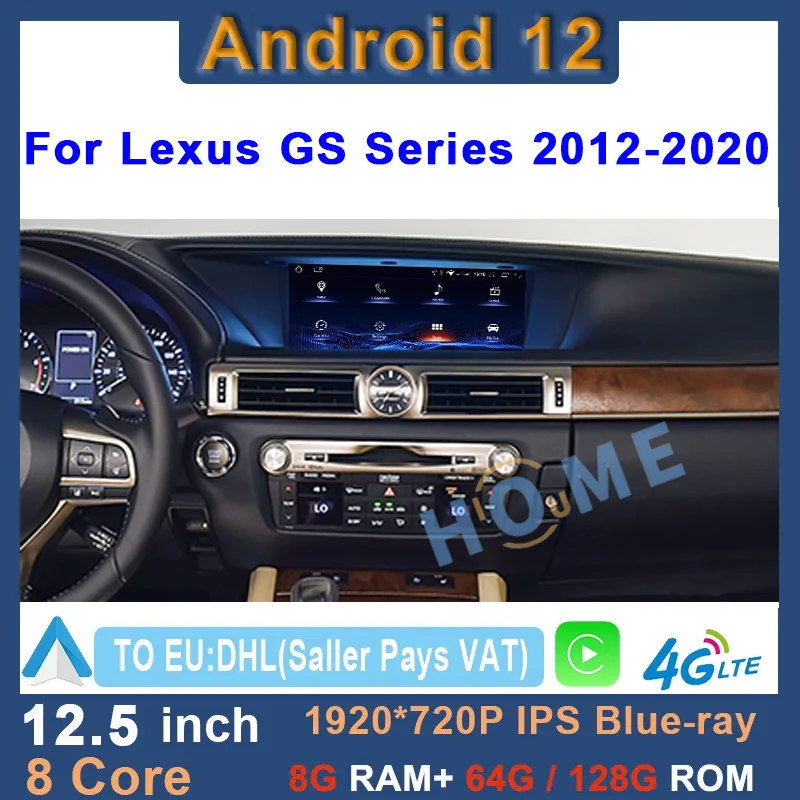 12 5 &quotAndroid 8G + 128G автомобильный радиоприемник с GPS-навигацией для Lexus GS 200 250 300 350 450