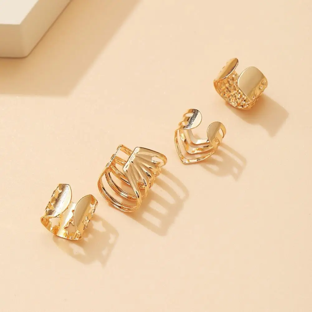 

1 Set Terrific Hoop Earring Golden Color Women Earring Cool Non Ear Piercing Lady Ear Clip Portable