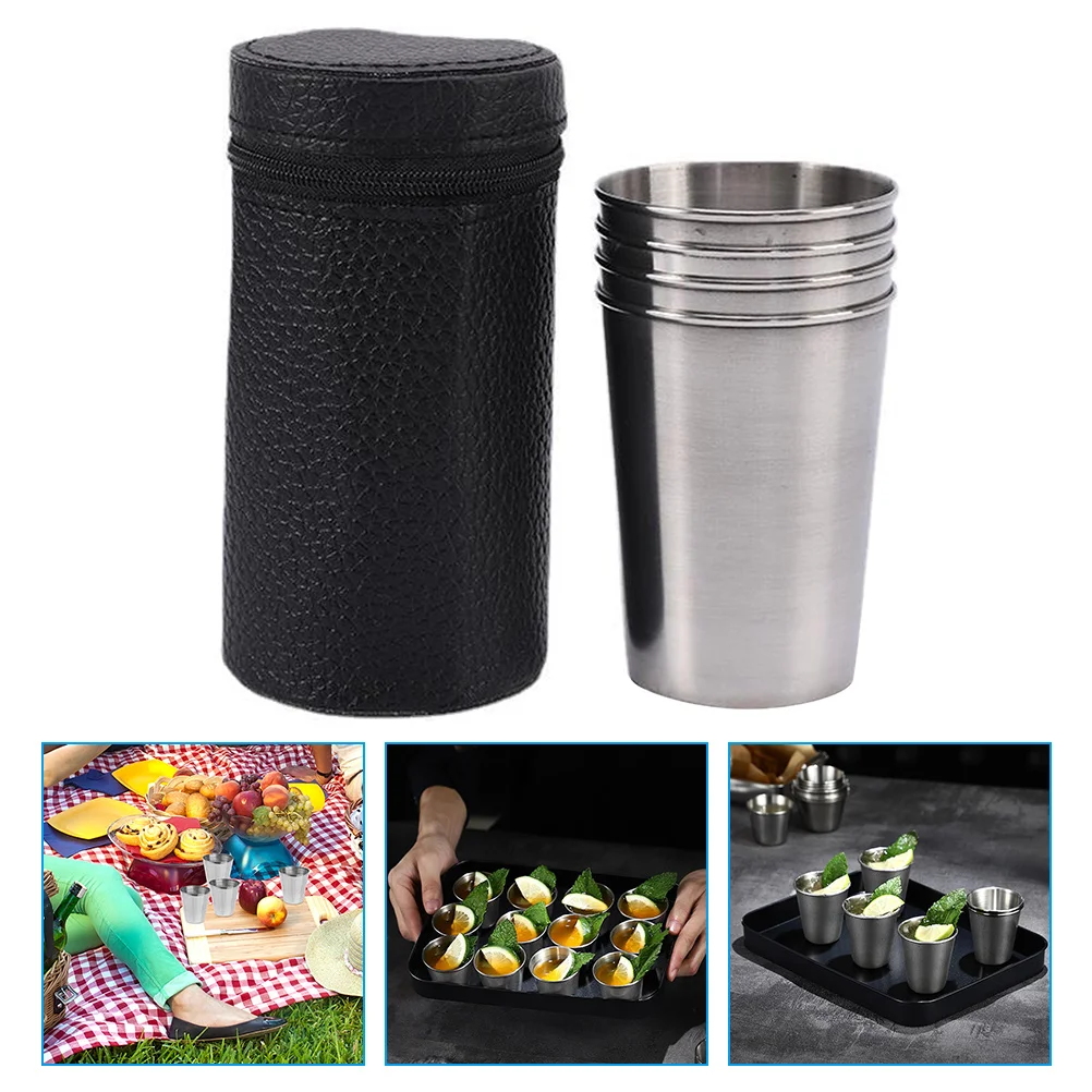 

Cups Metal Glasses Shot Cup Stainless Steel Drinkingdrinks Camping Fishbowl Pint Mug Liquorcoffee Cocktail Whisky Tequila Round
