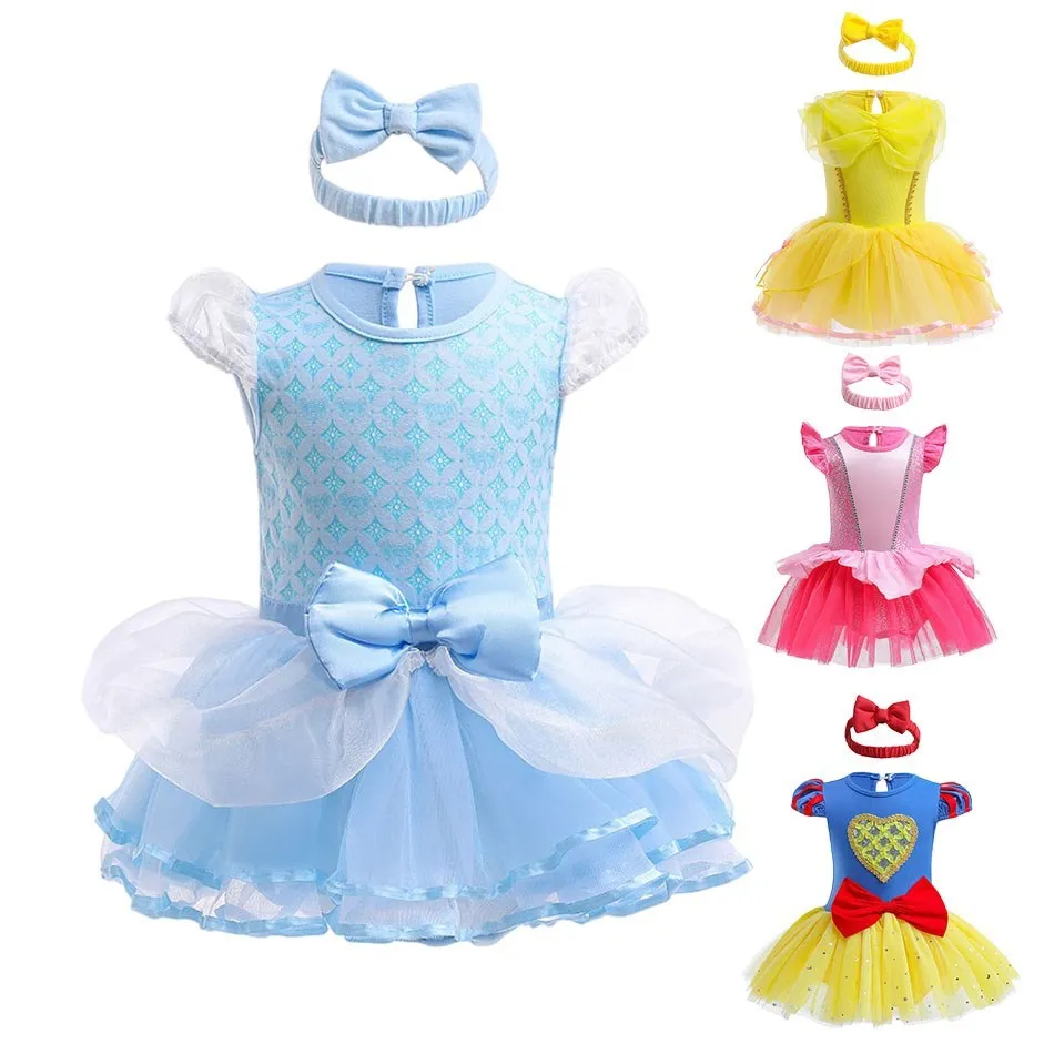

Toddler Romper With Headband Disney Princess Dress For Baby Girls Frozen Elsa Snow White Halloween Party Dress Newborn Jumpsuit