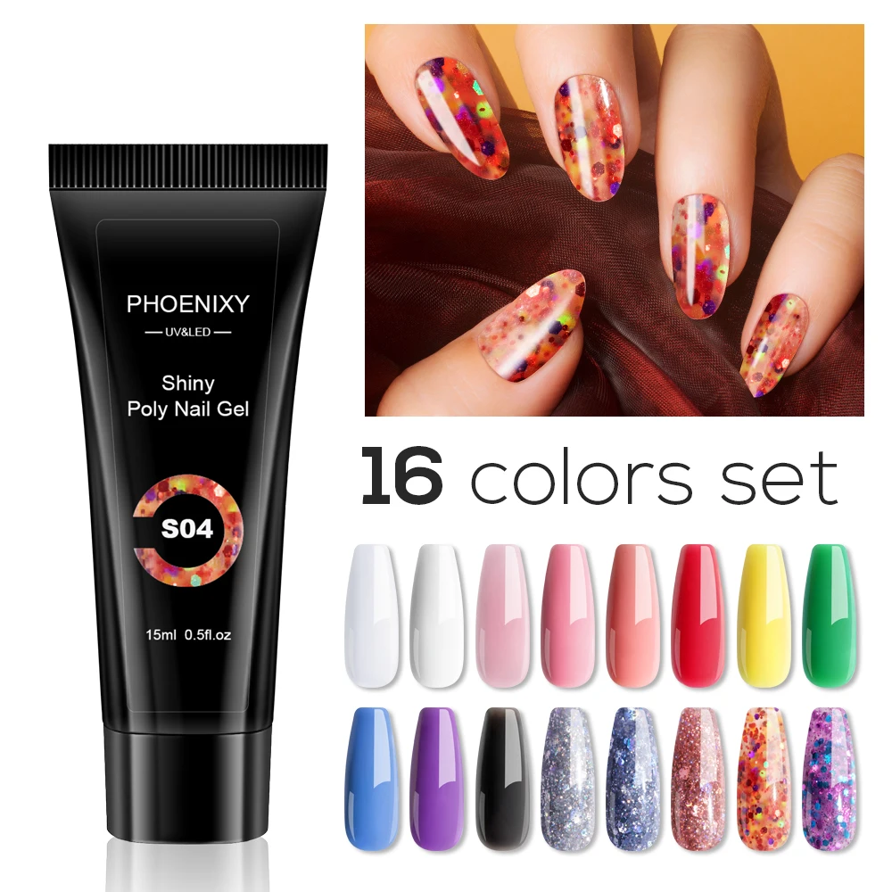 

9/16PCS Poly Nail Gel Art Kit Glitter With Free Shipping Items For Professionals Semi Permanent Varnish Builder Nails Glue