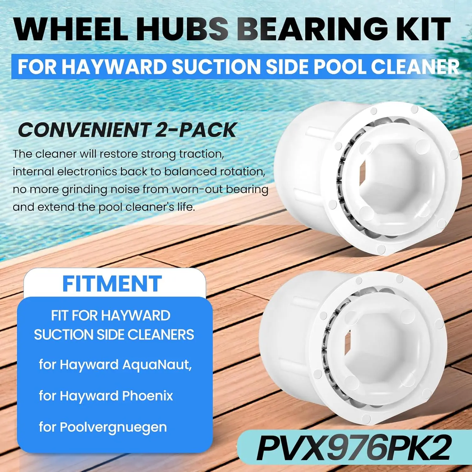 Фото PVX976PK2 Ремкомплект ступичных подшипников для Hayward AquaNaut 200/400/450, для Poolvergnuegen, для Phoenix 2 и 4-колесного всасывающего бассейна №4