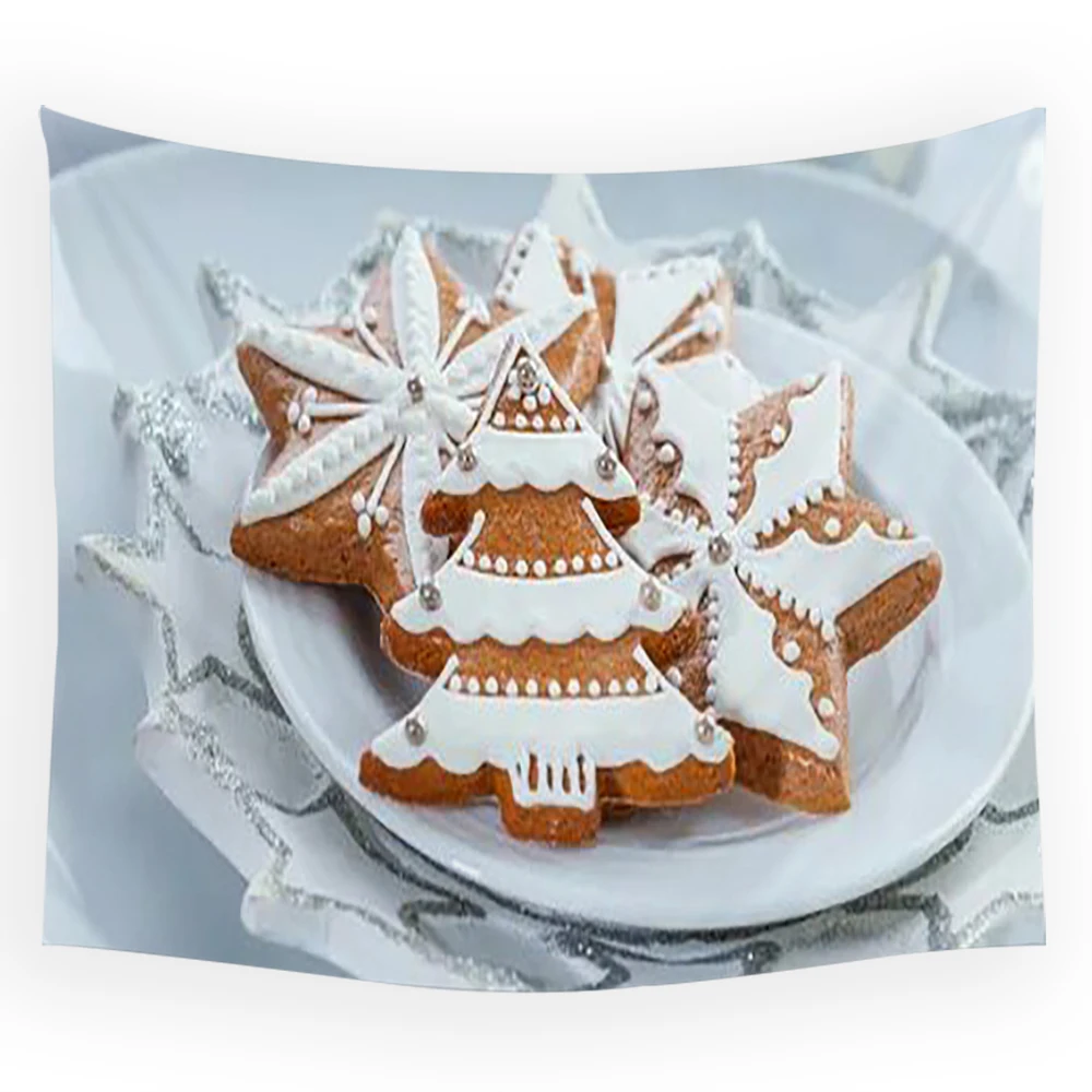 

Christmas Biscuit Doughnut Print Tapestry Hippie Room Decor Home Decor Aesthetic Bedroom Living Room Backdrop Decor Tapisserie