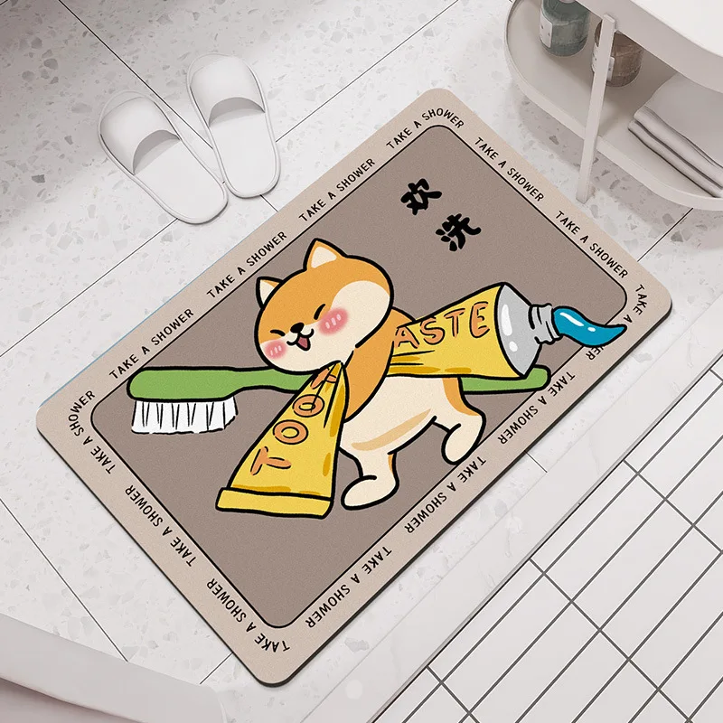 

Chai Dog Diatom Mud Cushion Bathroom Floor Mat Toilet Absorbent Pad Toilet Door Anti-skid Foot Mat Household Carpet Anti-skid