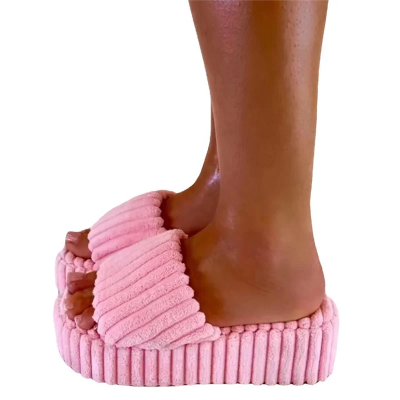 Thick Flock Slippers 2023 New Women Winter House Warm Fashion Slippers Women Flip Flops Home Slides Flat Indoor Floor Shoes