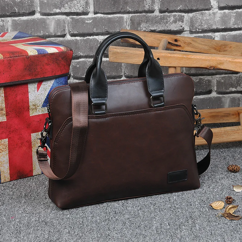 Деловой мужской портфель в Корейском стиле, сумка из кожи Крейзи Хорс, Портативная сумка для ноутбука, повседневная сумка через плечо для мужчин