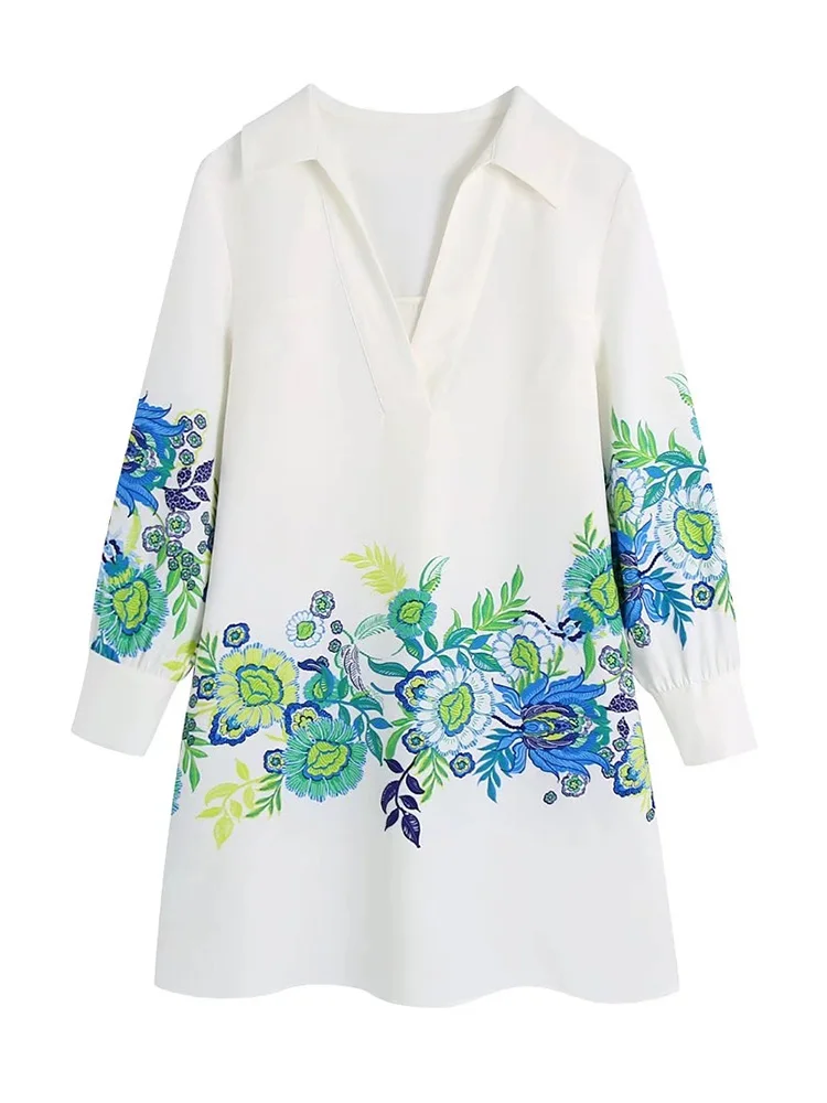 

Платья для женщин 2022 элегантное мини-платье с v-образным вырезом и v-образным вырезом, винтажное мини-платье с цветочным принтом, весеннее пл...