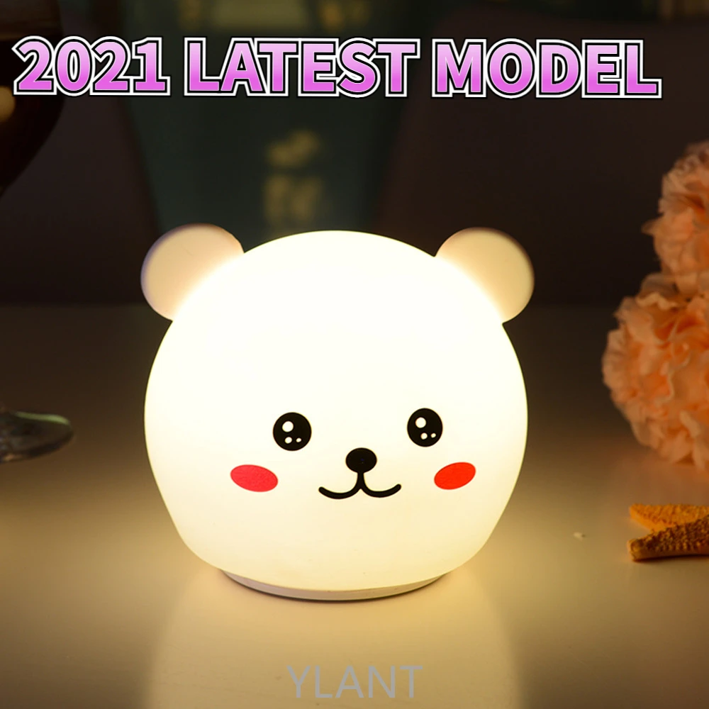 

Bear Cat Dog Pig Panda LED Night Light Touch Sensor Colorful Timer USB Rechargeable Silicone Lamp for Children Kids Baby Gift
