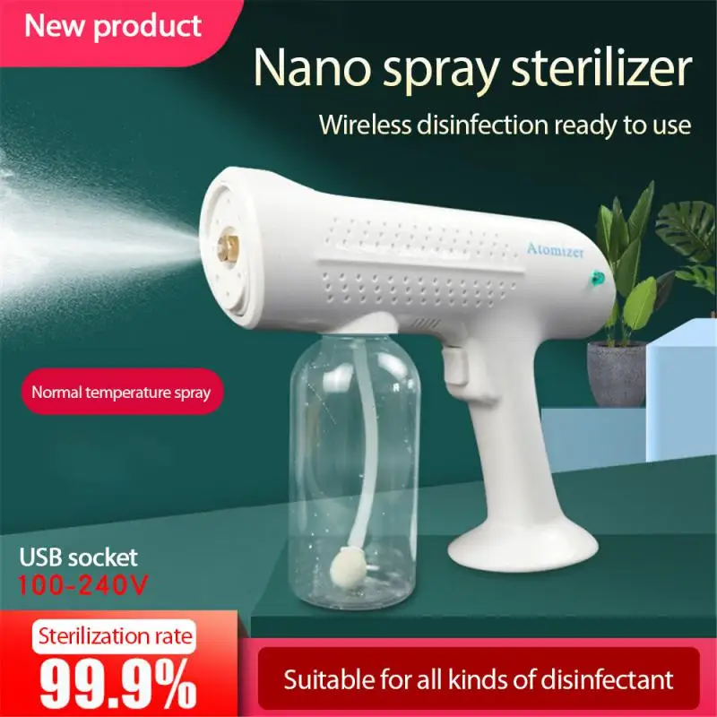 

500ML Wireless Electric Sanitizer Sprayer Disinfects Blue Light Nano Steam Spray Gun Sterilizing Nano Spray Gun For Garden Home