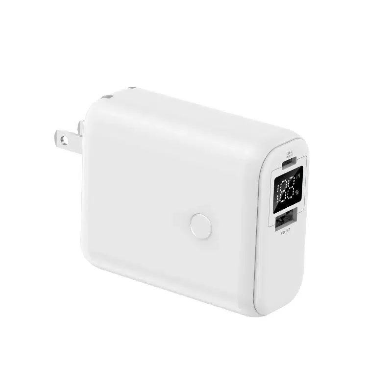 

1Pc AC No Need Charging Cable Required LED Display Power Bank, 5000mAh Fast Charging USB-C Power Bank Battery Pack Compatible Wi