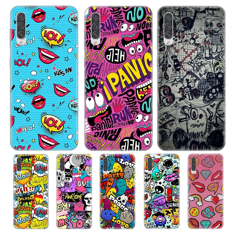 

Anime Graffiti Sticker Soft TPU Phone Case For Samsung Galaxy S30 S22 S21 Ultra 5G S20 FE Note 20 A7 A9 2018 Cover Coque
