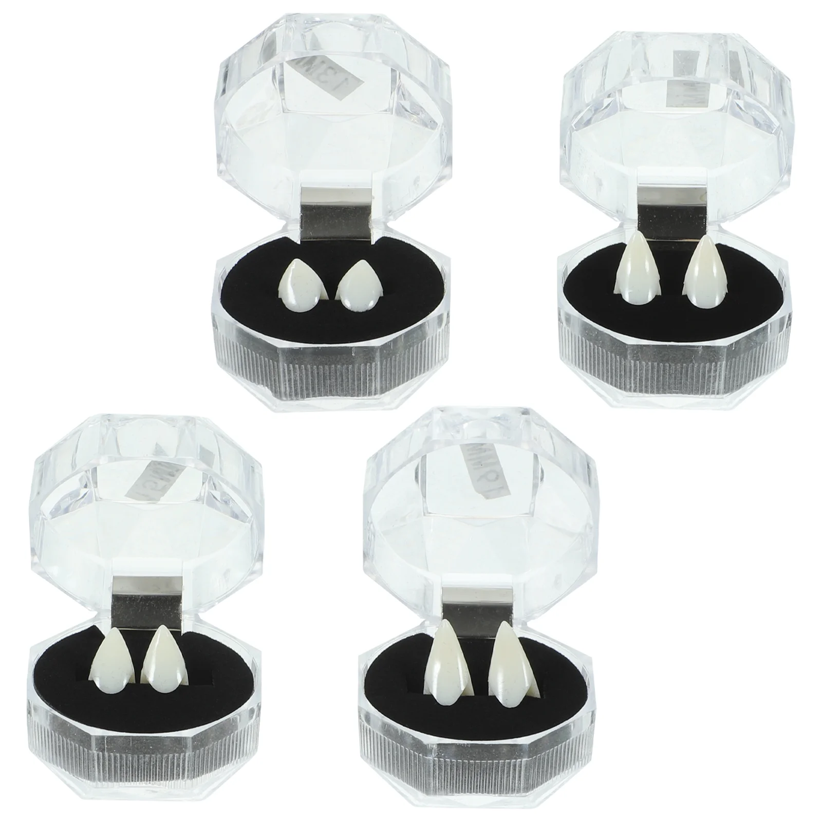 

4 Pairs Custom Fangs Fangs Denture for Party Props Party Fangs Favors ( 4 Pairs Packed, 13mm+ 15mm+ 17mm+ 19mm )