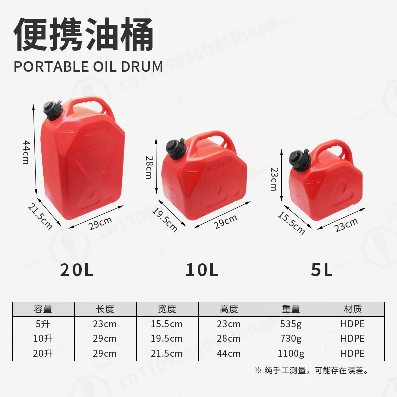 Фото Портативная топливная емкость из HDPE, антистатический контейнер, запасной топливный бак для подвесных моторов, мотоциклов, автомобилей, морского транспорта, лодок №2