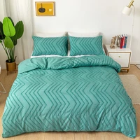 evich green color wavy pattern bedding sets 3pcs double king size high quality all seasons quilt cover home textile pillowcase