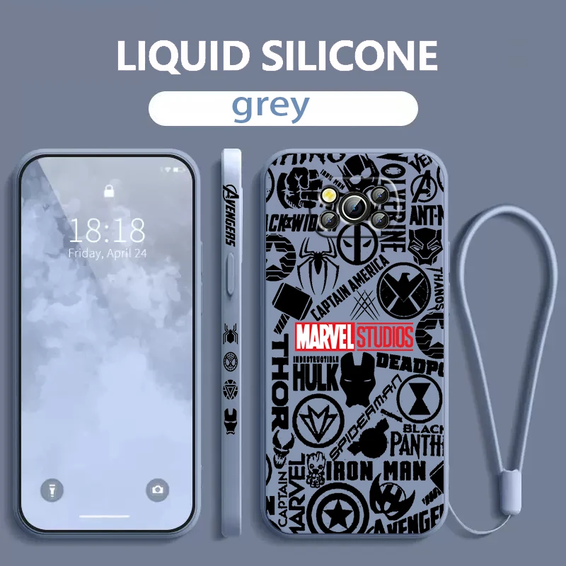 

Marvel Avengers Comics Logo Xiaomi Poco Phone Case For X4 X3 F4 F3 NFC M5 M4 M3 GT S Pro 4G 5G Liquid Left Rope Cover