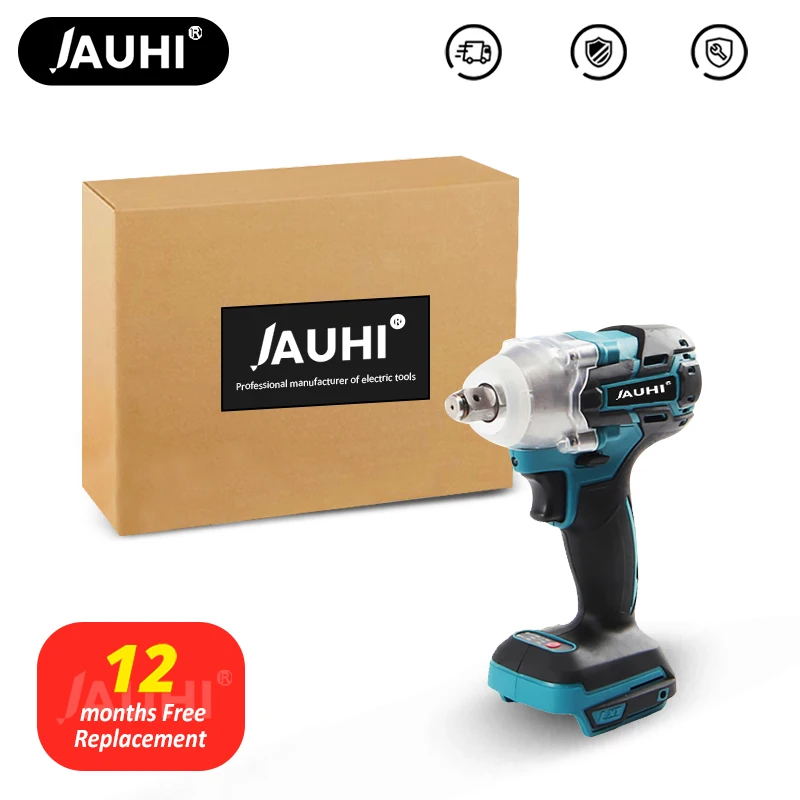 

JAUHI Brushless Electric Impact Wrench for Trucks Maintenance Tools 1/2 Inch 520N.M Cordless Wrench Tool for Makita 21V Battery