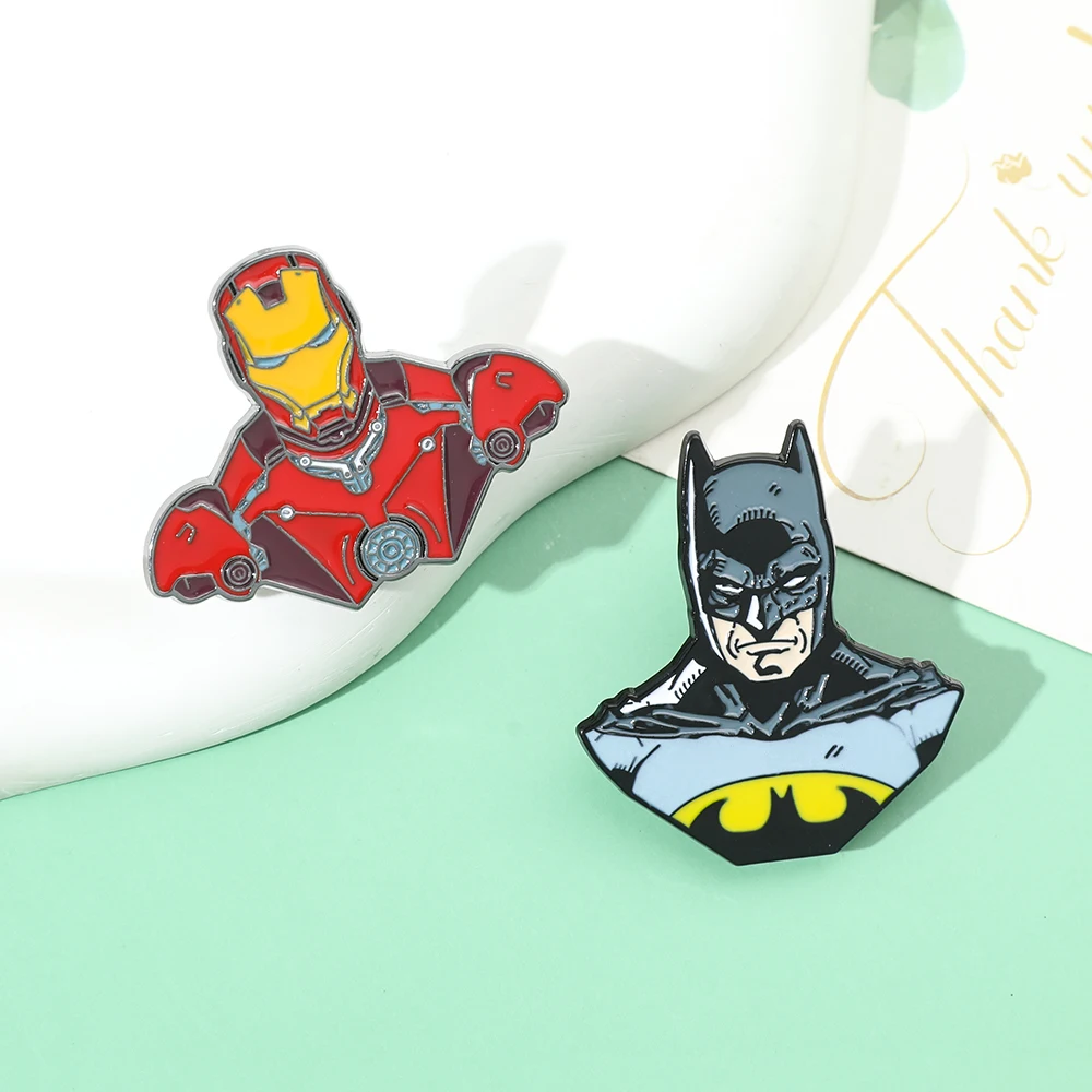 

Marvel Avengers Enamel Pin Lapel Pins Gift Brooches Badges Iron Man Bat Brooch for Clothes Jewelry Backpack Accessories