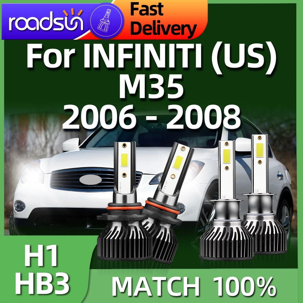 Roadsun 4 шт. 6000 лм фотолампа высокой мощности H1 HB3 Turbo Lamp 2006 K Автомобильная для INFINITI (US)