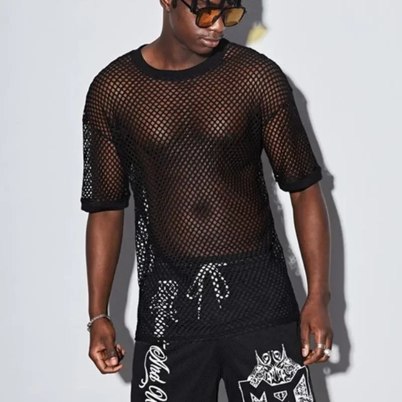 Мужская одежда индивидуальная обтягивающая рубашка полая футболка с короткими