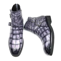 chue new 2022 crocodile leather men fashion high help men boots men crocodile shoes male crocodile boots
