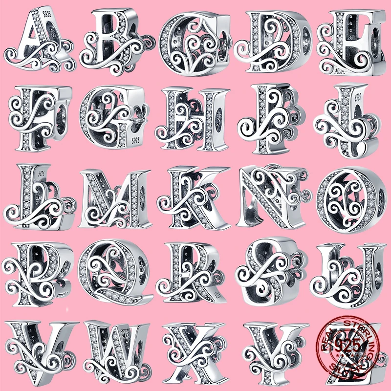 

Fashion Hot Sale 100% Real 925 Sterling Silver Letter Alphabet A-Z Charm Name Bead Fit Original Pandora Bracelet Pendant Jewelry