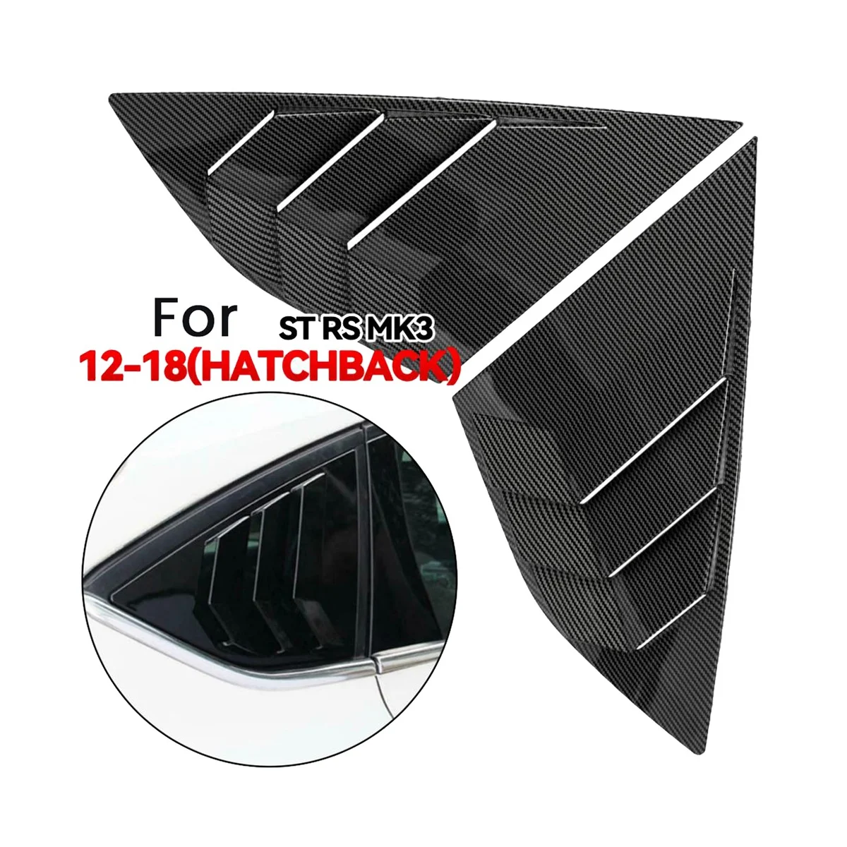 Цветная задняя боковая Решетка окна из углеродного волокна для Ford Focus MK3 ST RS Hatchback