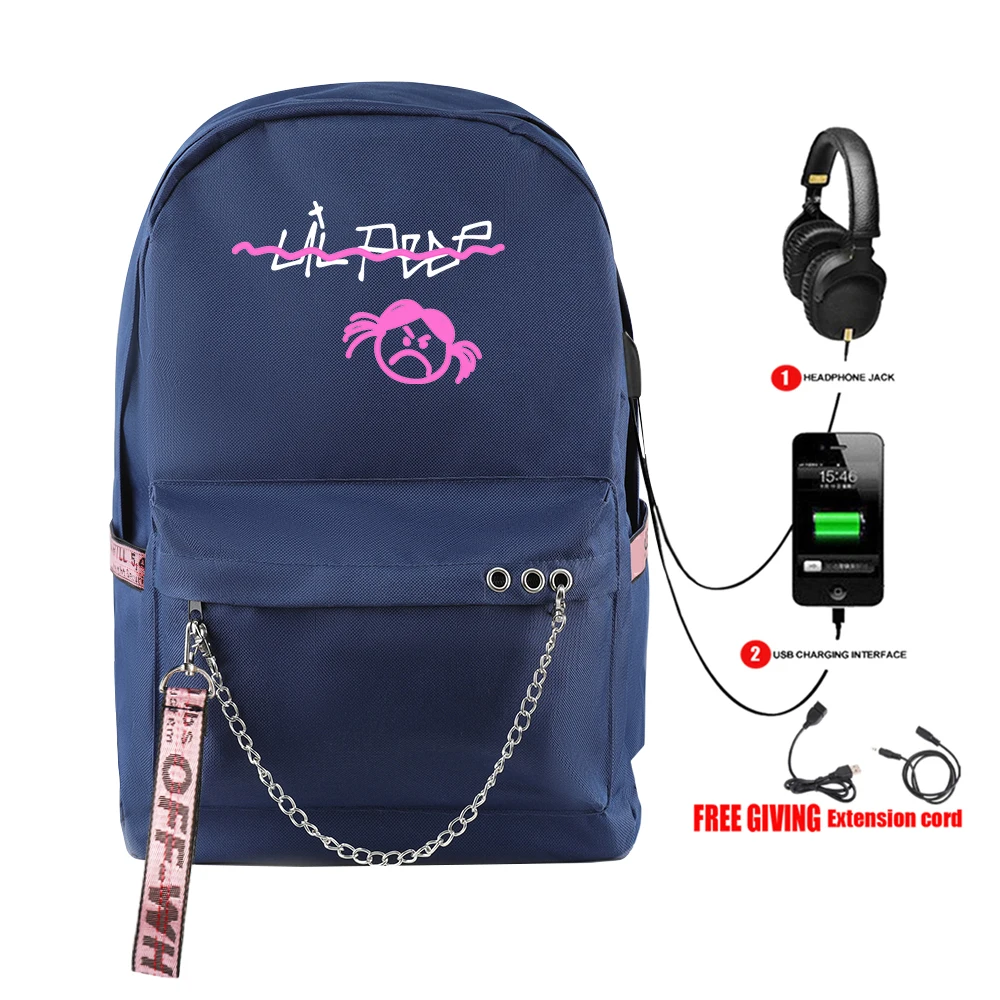 

Popular Novelty Rap Lil Peep Student School Bags Unisex Print Oxford Waterproof Notebook Usb Rechargeable Travel Backpacks