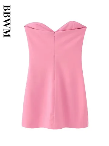 Tube Dress Women Bodycon Mini Dress 2023 Woman Sexy Vintage Backless Party Dresses Off Shoulder Corset Chic Female Pink Dress