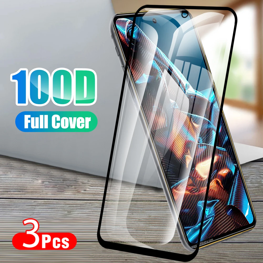 

3pcs tempered glass For Xiaomi Poco X5 Pro F5 C50 black edge screen protector pocophone M4 M5 X3 transparent protective glass