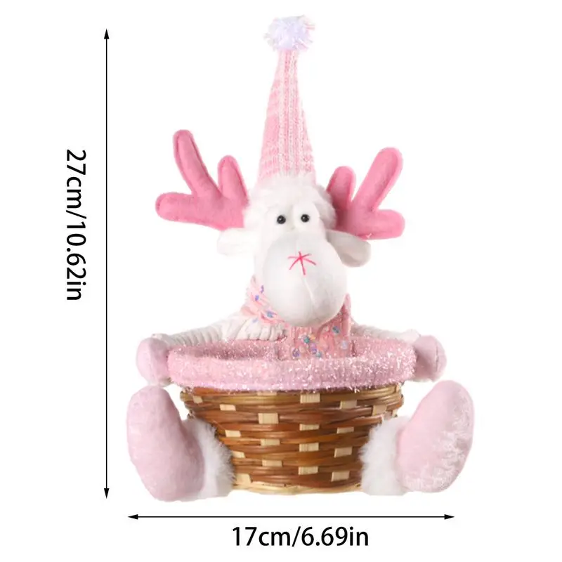 Рождественская корзина для конфет Рождественский плюшевый гном олень снеговик