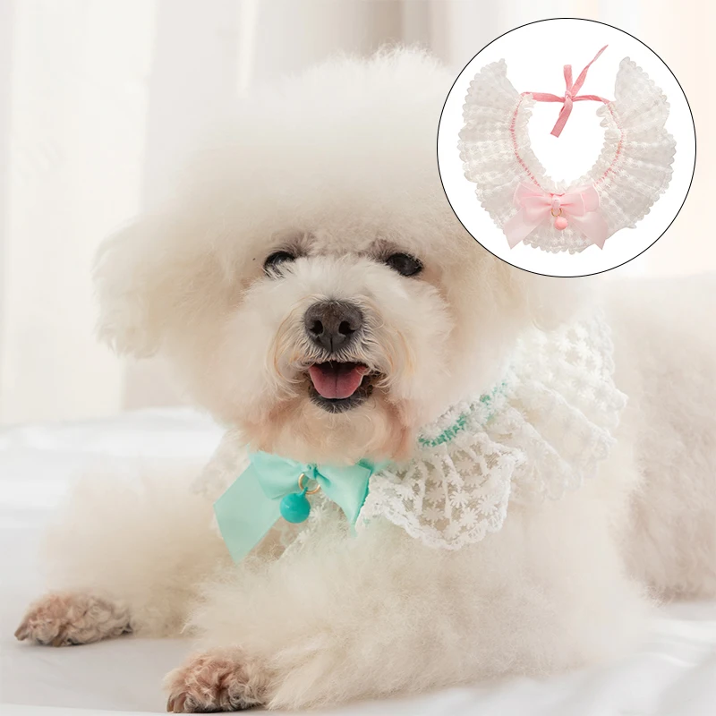 

Fashion Bowknot Pet Collar Sweet Cute Lace Dog Collar Princess Style Universal Bell Collar Comfortable Skin-friendly Pet Collars