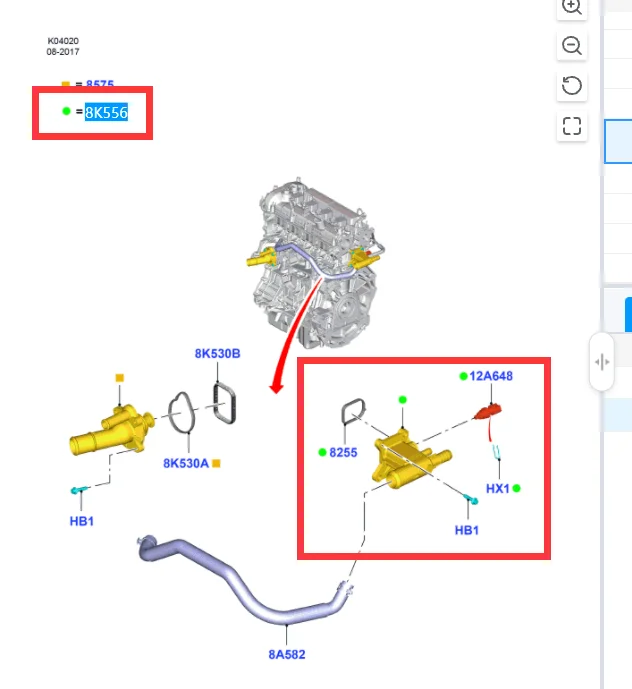 CJ5E8K556BB CJ5E8K556BA Интерфейс термостата охлаждения двигателя Разъем для выхода воды