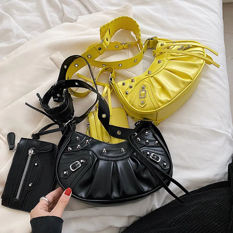 

Брендовая дизайнерская женская сумка-мессенджер, Индивидуальная сумка через плечо в стиле панк, роскошные вместительные текстурные сумки ...