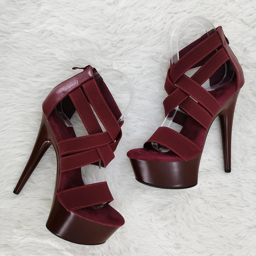 Leecab 6Inch/15cm cross lace upper with zipper  High Heels  Party Sexy Clubbing Exotic Pole Dancing Dancer Sandals