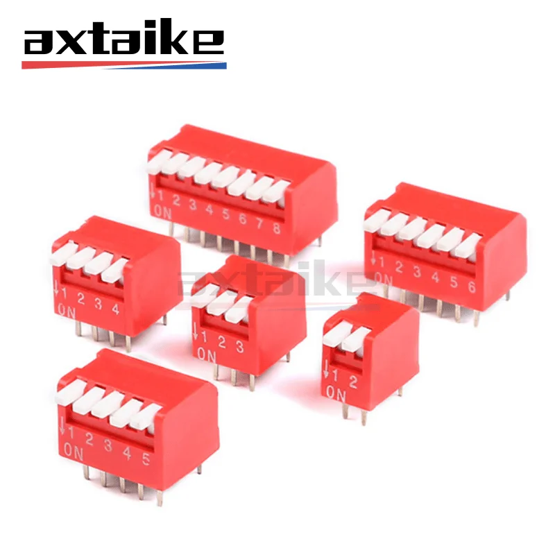 

10PCS 2.54mm Dial Switch Slide Type DIP Switch Module 1P 2P 3P 4P 5P 6P 8P 10P Pin Bit Piano Type Side Switch Red Toggle Switch