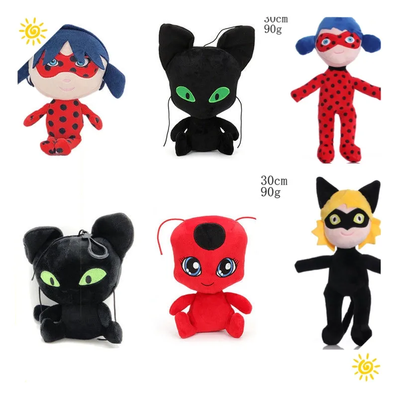 

Newest Miraculous Tales of Ladybug Cat Noir Soft Filled Plush Doll Key Chain Backpack Bag Pendant Decorate Children Day Gift Toy