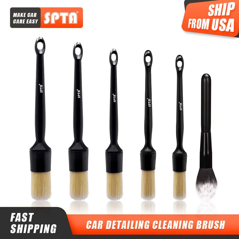 

SPTA Car Detailing Brush Kit Auto Boar Hair Set Interior Exterior Cleaning Air Vents, Engine Bays, Dashboard & Wheels