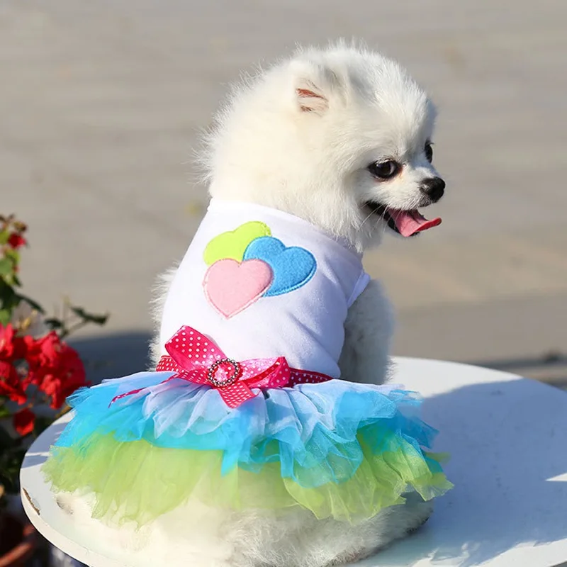 Cat Clothes Dog Wedding Dress Cotton Lace Floral Dress Large Bowknot Pet Dog Dress Summer Clothing For Small Medium New Arrival images - 6