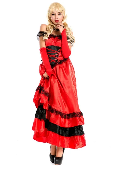 Красный сексуальный кружевной испанский цыганский танцевальный костюм фламенко