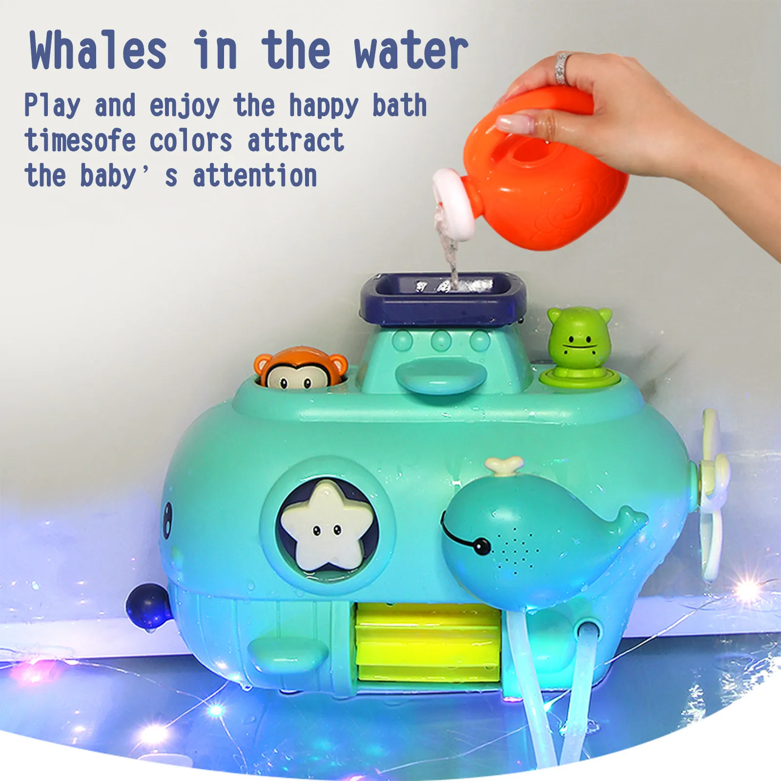 

Funny Submarine Baby Bath Bathtub Bathing Water Game Spinning Watering Spraying Toy for Kids Toddlers Infants