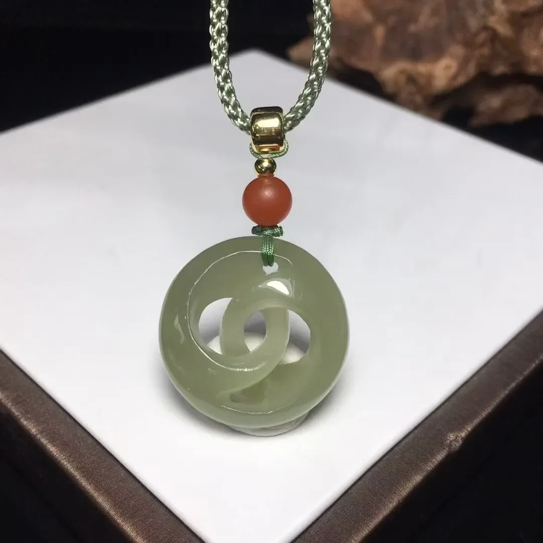 Натуральный 100% настоящий голубой гетянь нефритовый кулон ожерелье ручной работы