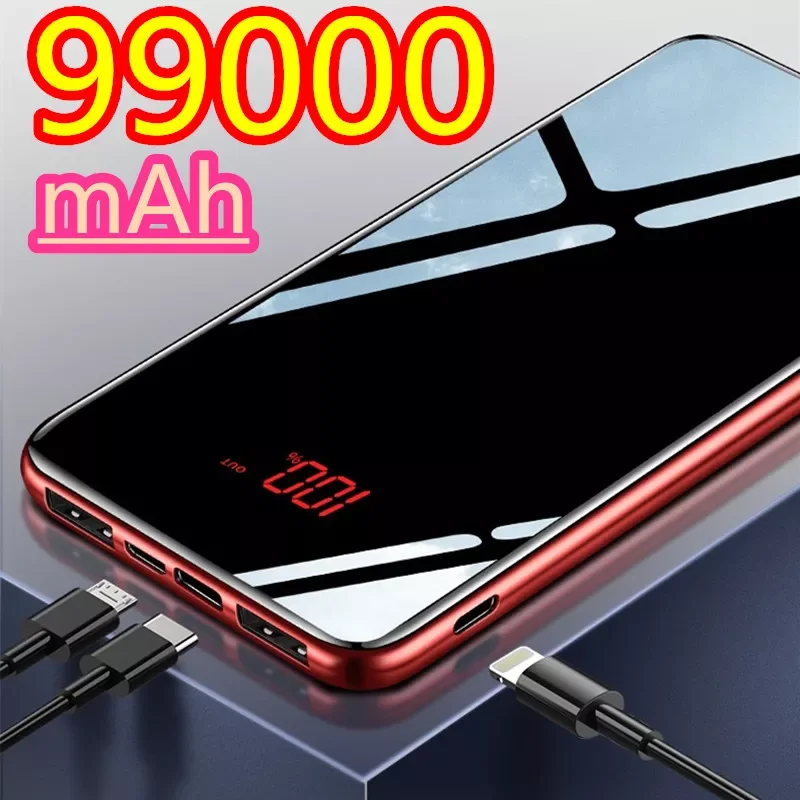 

99000 MAh High Capacity Power Bank With 2 USB Outdoor Travel Portable Fast Charger Power Bank For Xiaomi Phone