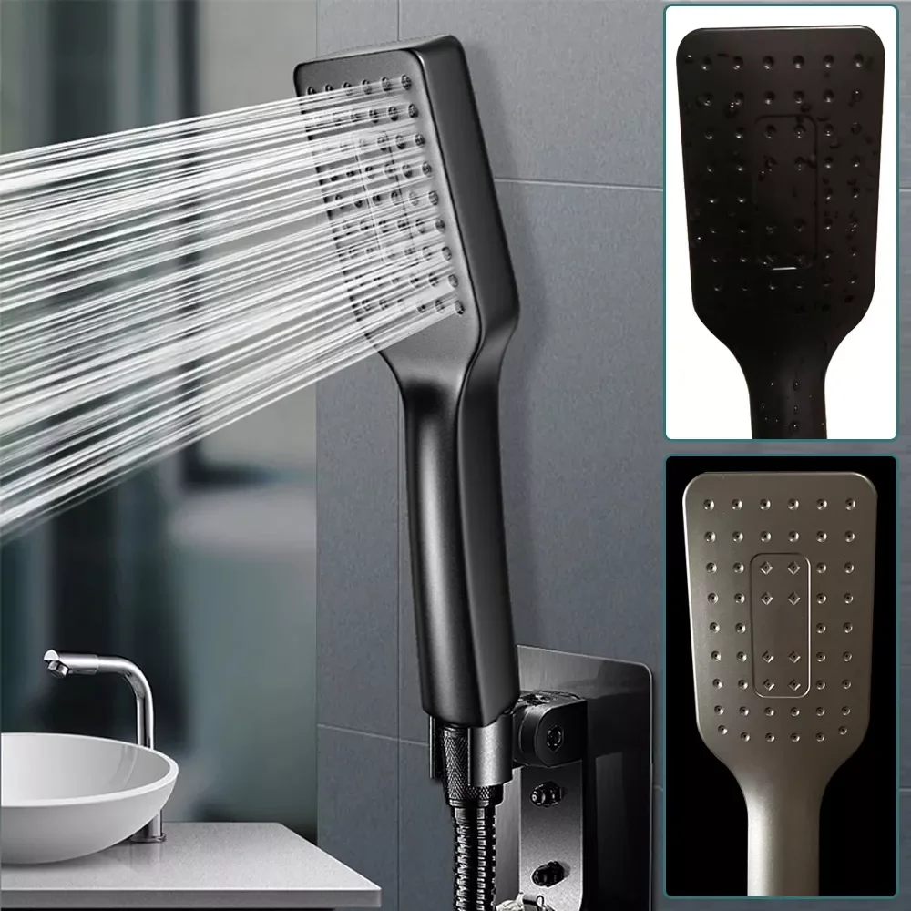 

Zhangji ABS Plastic Water Saving Shower Head with Hose Holder Matte Black Massage Rainfall Showerhead Bathroom Accessories